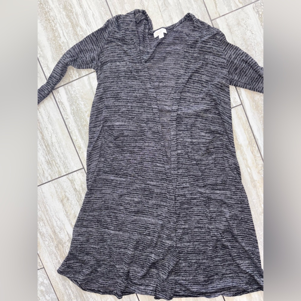 LuLaRoe Black and White long Sweater Cardigan Coverup MEDIUM EUC